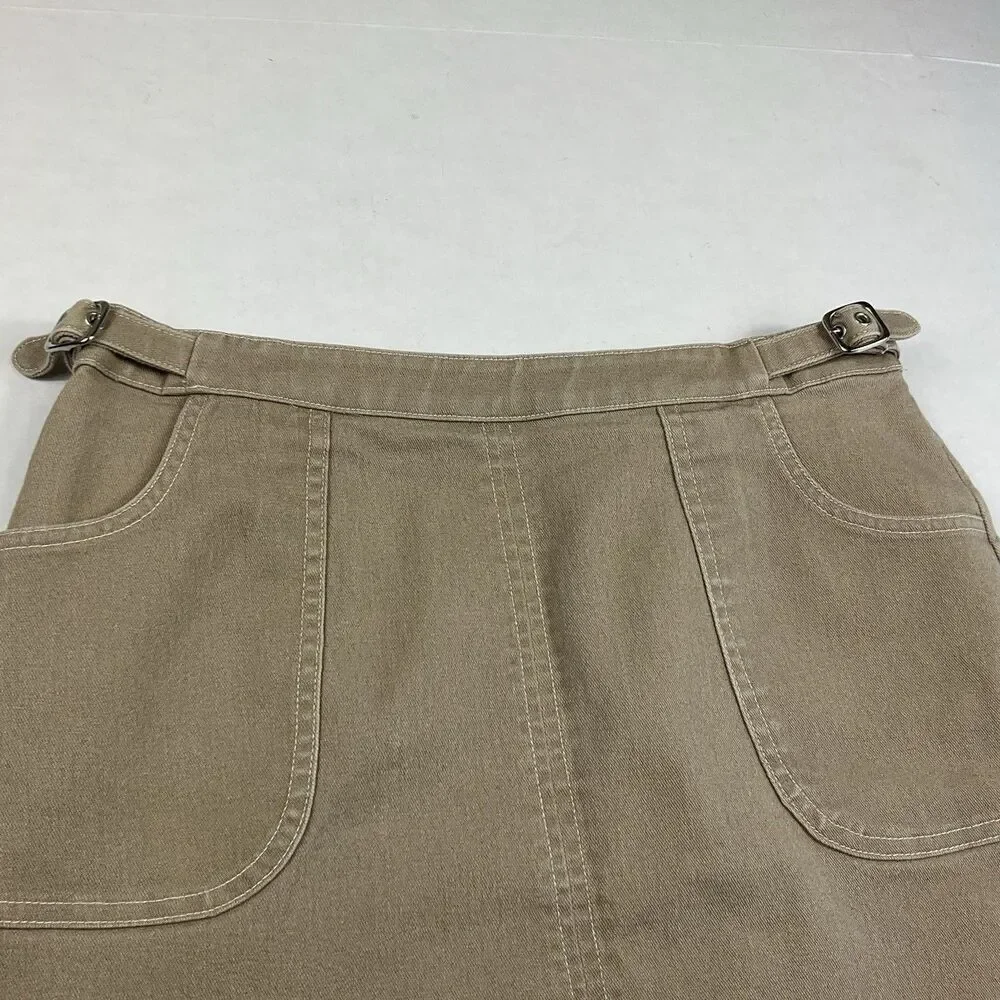 LOFT A-Line Chino Skirt Khaki Beige Utility Cargo Casual Mini Vintage Size 8
